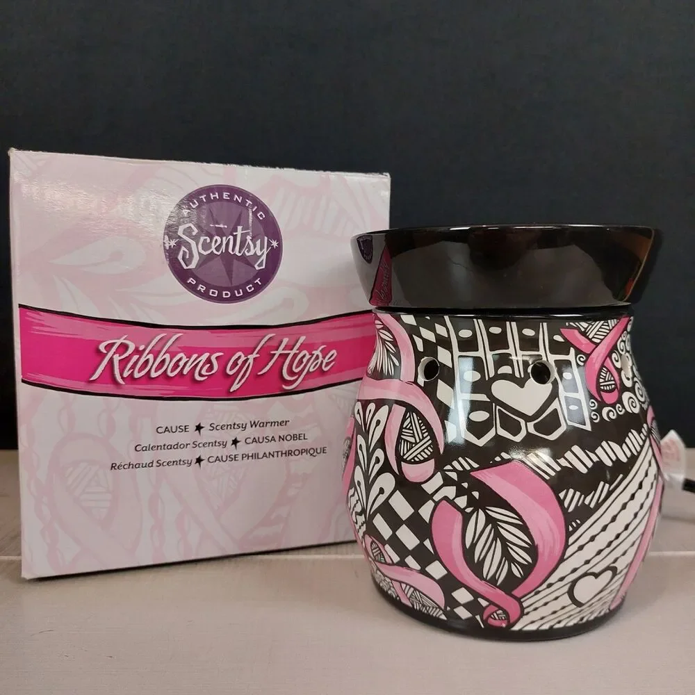 Scentsy Ribbons of Hope Full Size Breast Cancer Awareness Wax Warmer Retired